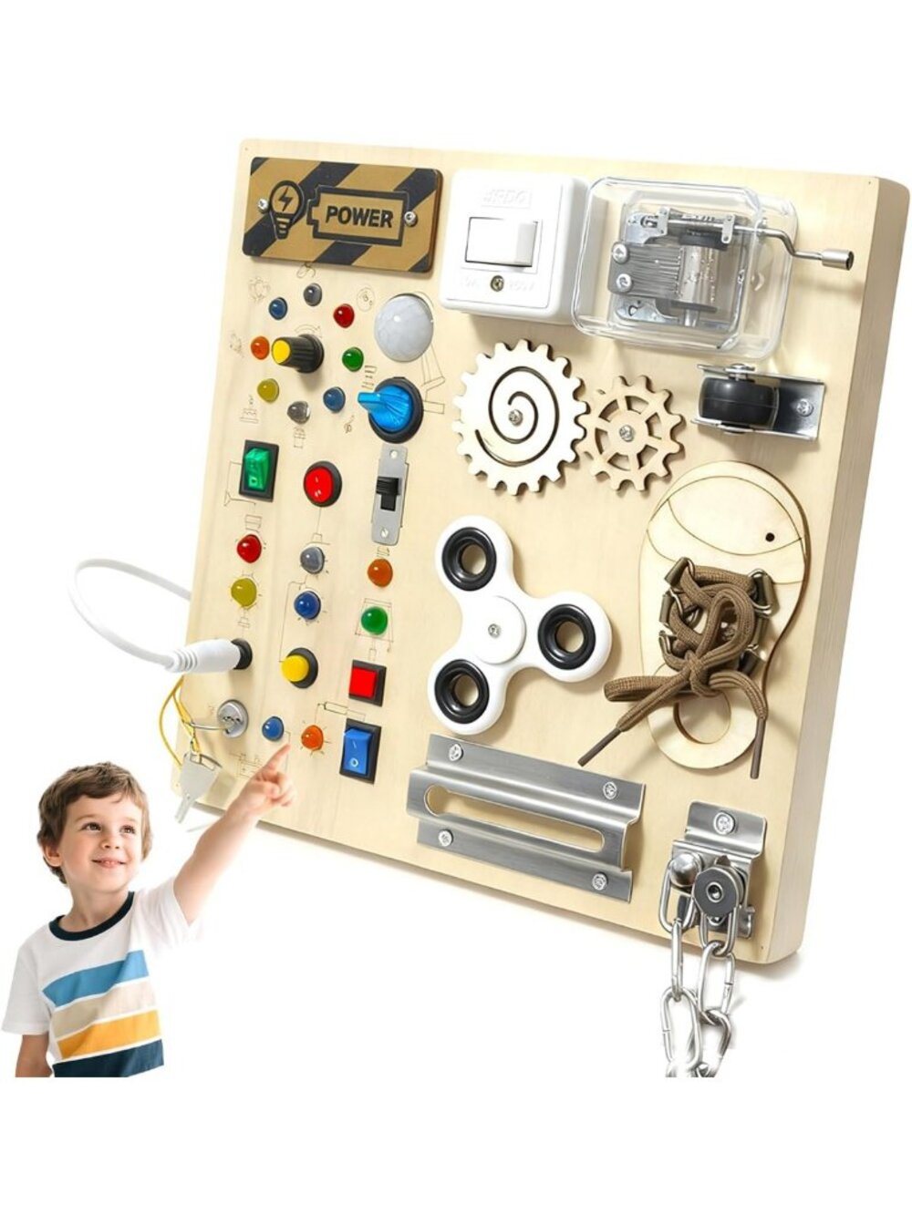 Montessori Busy Board for Toddlers 1-4 Years, Sensory Travel Toy, Ideal Gift